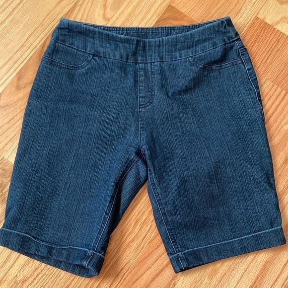 Soft Surroundings Jean Shorts Womans PXS Mid Rise Pull On Comfort Stretch Denim - Picture 1 of 10